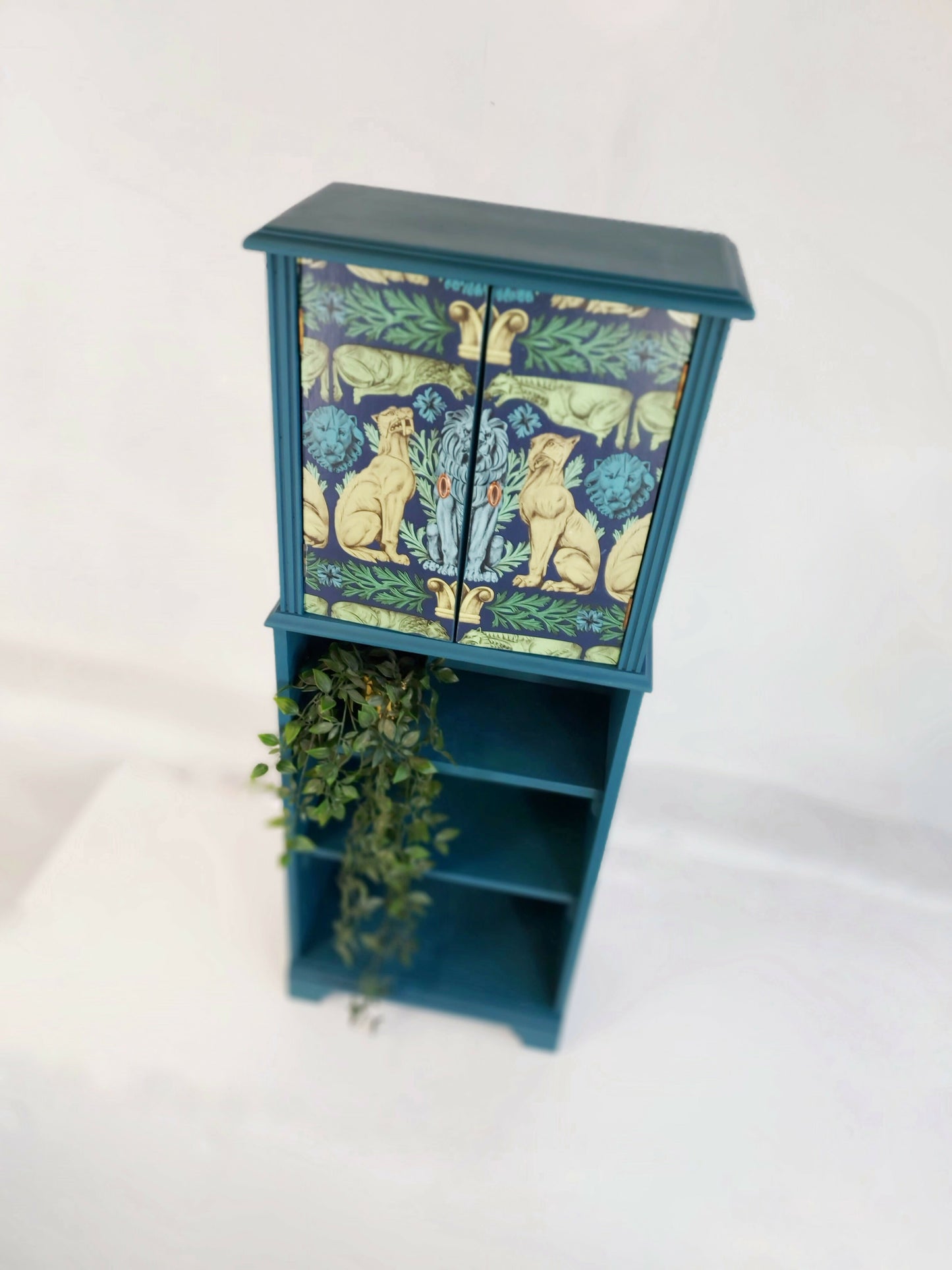 Teal Cabinet With Decorative Front