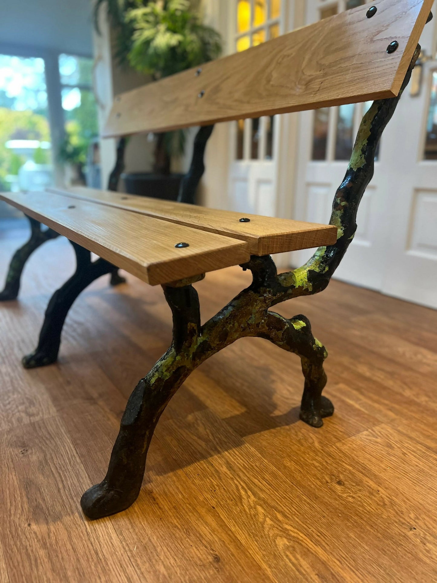 Heavy Cast Iron and Oak Garden Bench