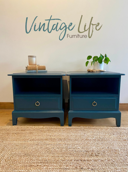 Stag bedside cabinets one drawer, pair