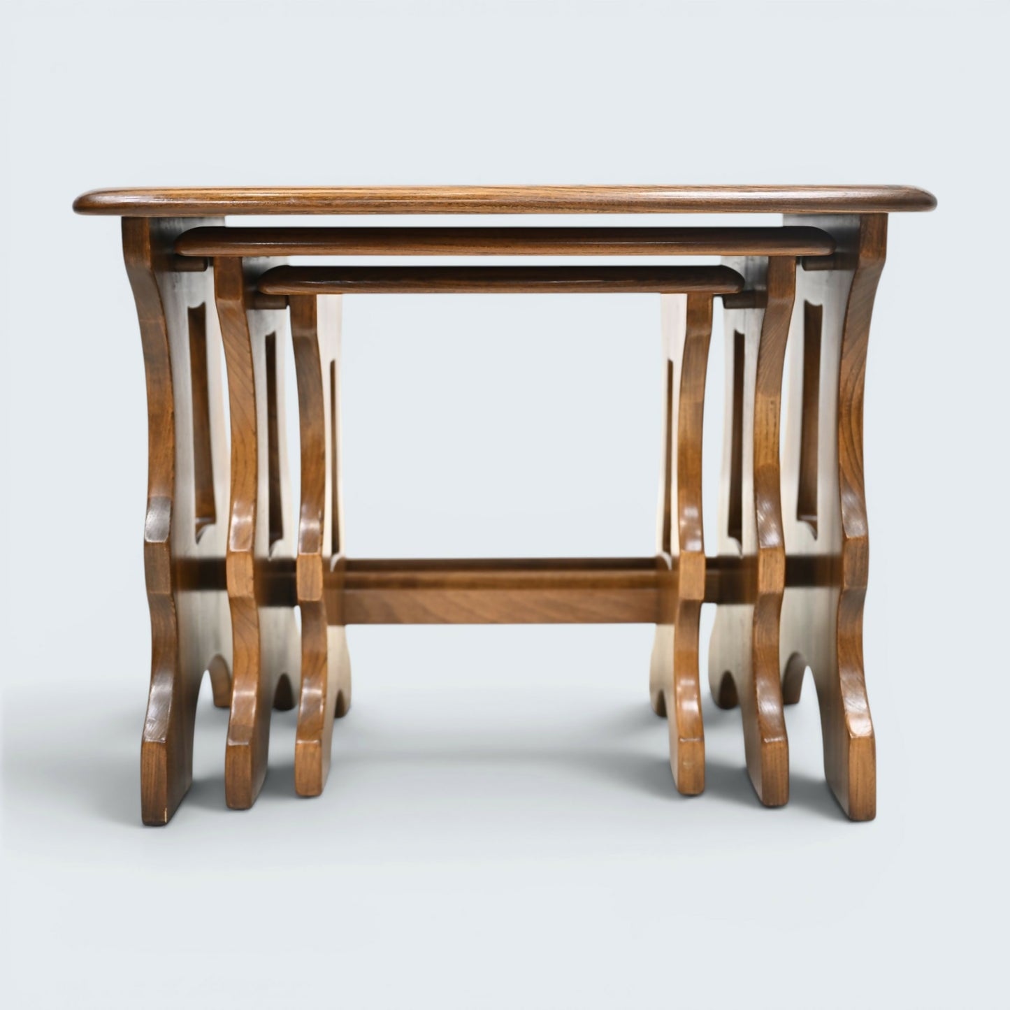 Ercol Nest Of Tables Solid Elm Side Tables Pressed Gold Badge GD FREE Delivery*