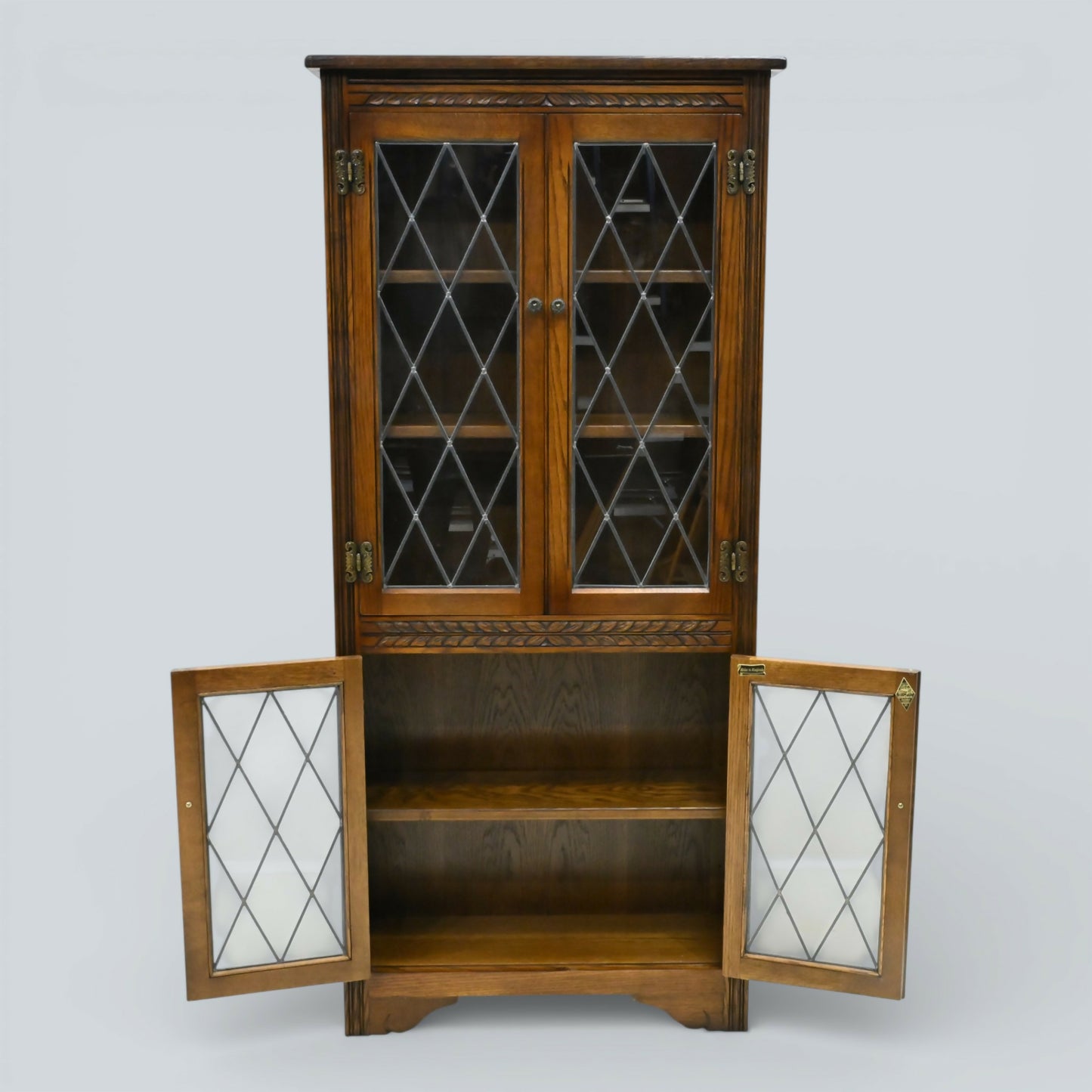 Old Charm Tall Bookcase Display Cabinet 4 Shelves Light Oak FREE UK Delivery*