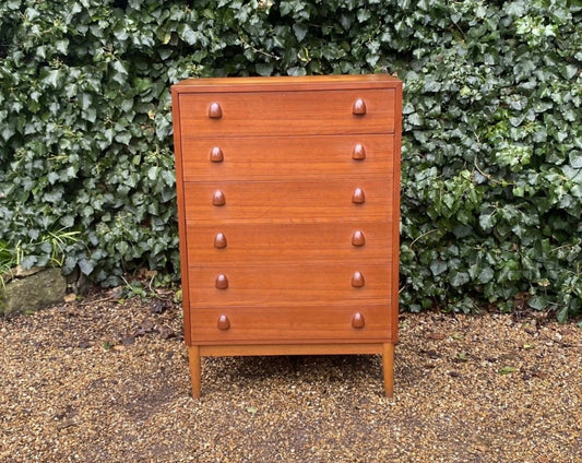Vintage Mid Century Danish Teak Dresser Chest Of Drawers - www.brickvintageinteriors.com