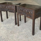 Antique Oak 19th C Gothic revival side tables chest of drawers