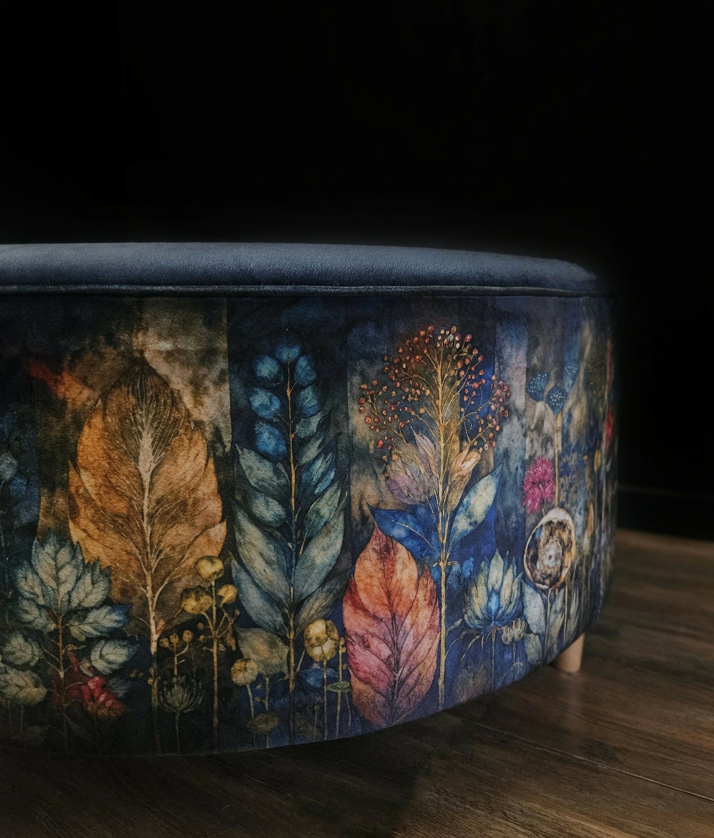 Luxurious Bespoke Floral Velvet Ottoman Coffee Table