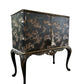 Cocktail Cabinet. Vintage Queen Anne Repro. Chinoiserie style. Black & Gold. Handpainted.