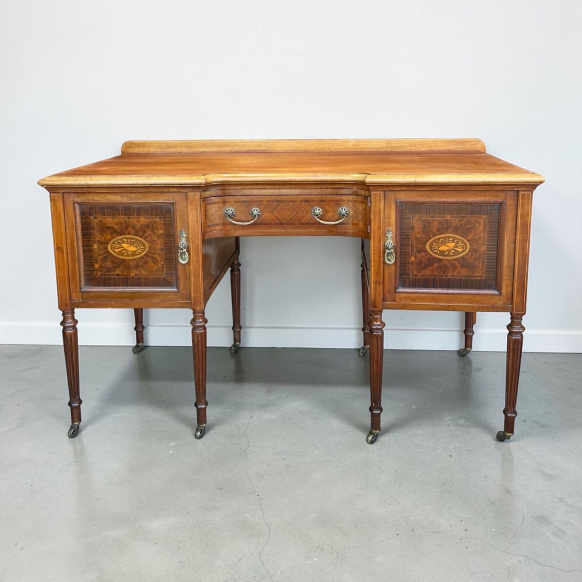 Antique Sheraton-style inlaid mahogany sideboard / dressing table/desk