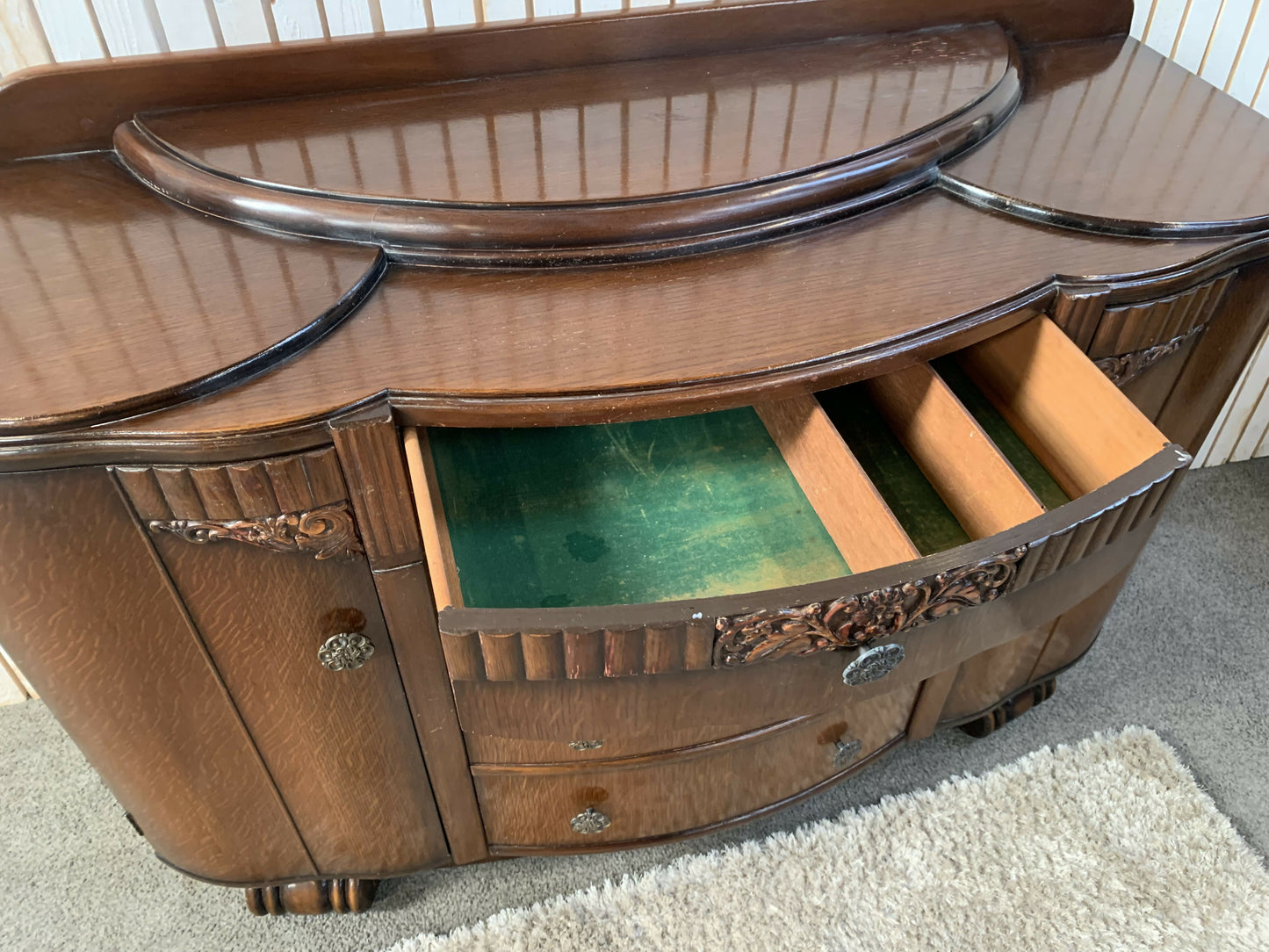 Lifetime Furniture Company Vintage Art Deco sideboard or buffet cabinet