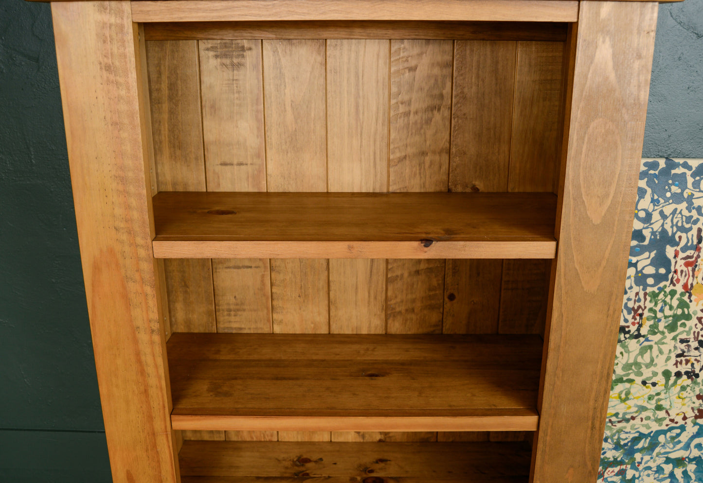 Rustic Tall Pine Bookcase with Drawer - 200 cm Tall