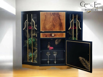 Art deco cocktail cabinet black and gold