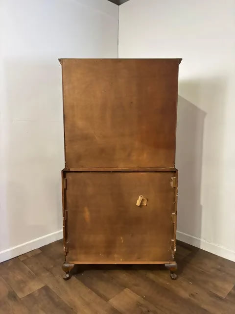 Vintage Walnut Chest On Chest – 8 Drawer Tallboy Chest