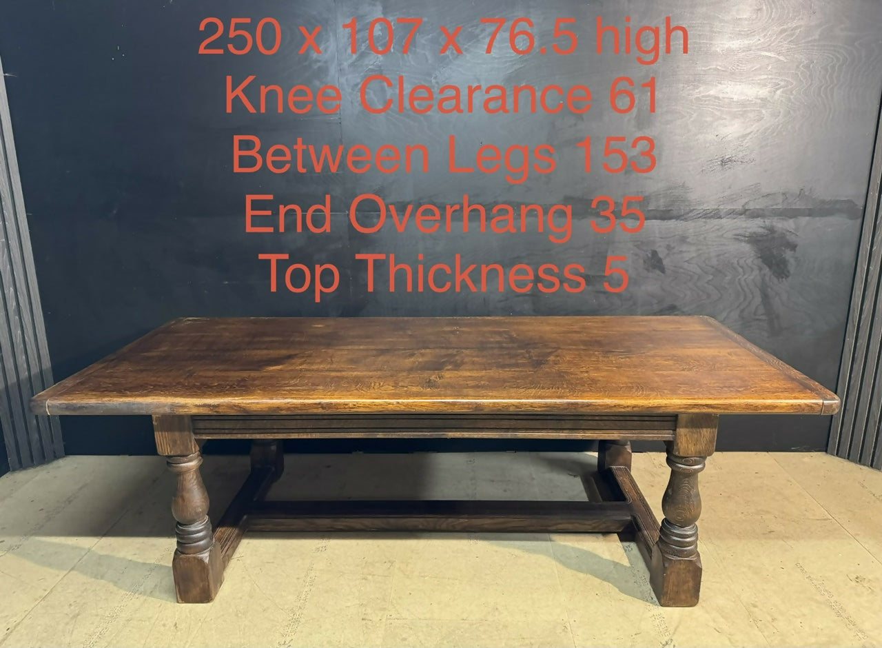 Very Deep & Long Oak Farmhouse Dining Table