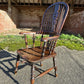Antique Early 19th Century English Oak And Elm Broad Arm Windsor Chair