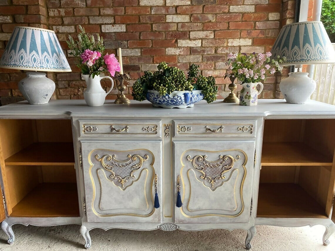 French Grey Vintage Louis XVI Sideboard