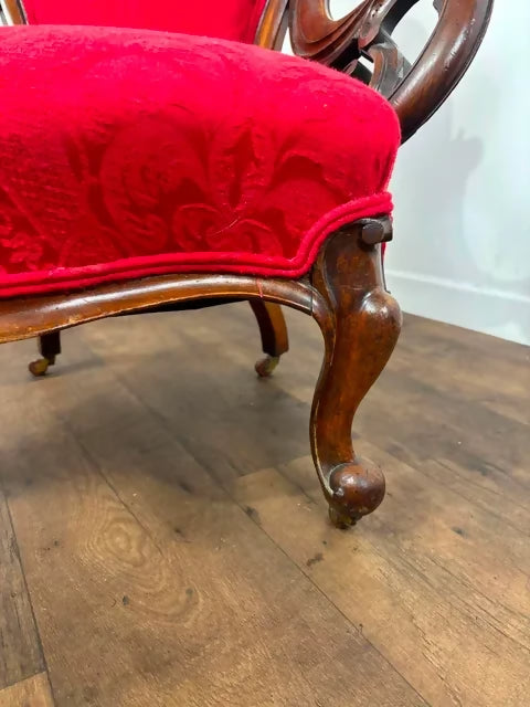 Victorian Mahogany Show Frame Easy Armchair