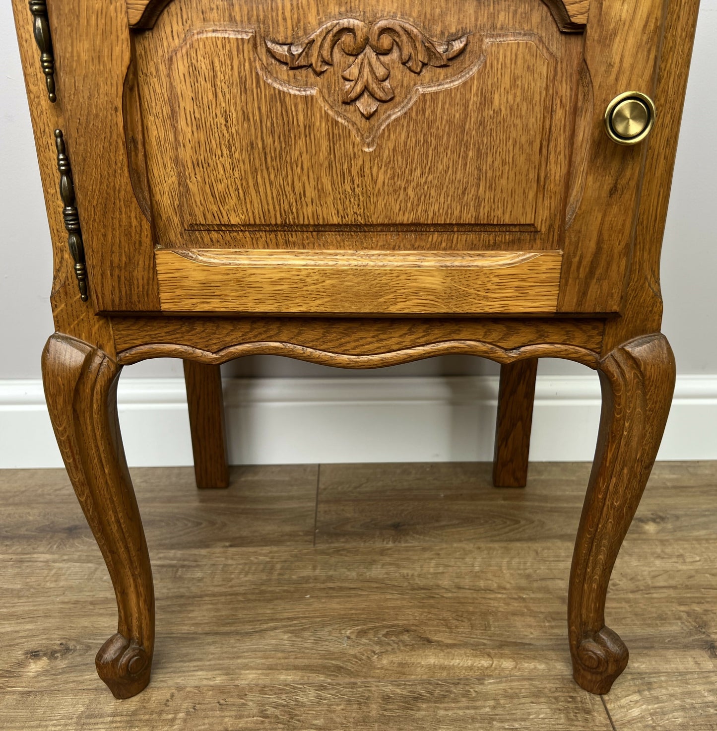 Pair of Bedside Tables Vintage French Louis Oak Nightstands Cabinets LOT 6297