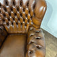 Brown Leather Button Back Chesterfield Arm Chair