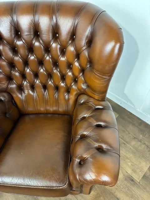 Brown Leather Button Back Chesterfield Arm Chair