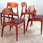 Mid century retro real leather Danish dining chairs set of 4