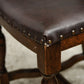4 Oak Dining Chairs -Tudor Cromwellian Style - Burgundy Leatherette