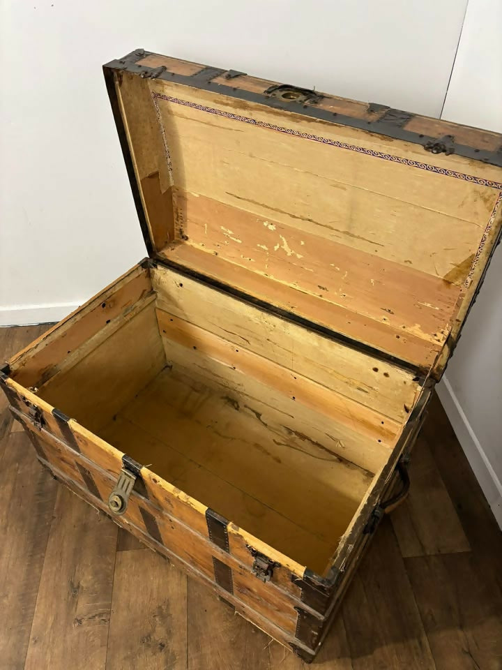 Victorian Domed Steamer Trunk / Antique Travel Chest