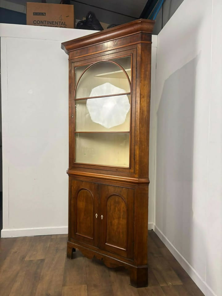 Victorian Mahogany Double Corner Cupboard With Glazed Top