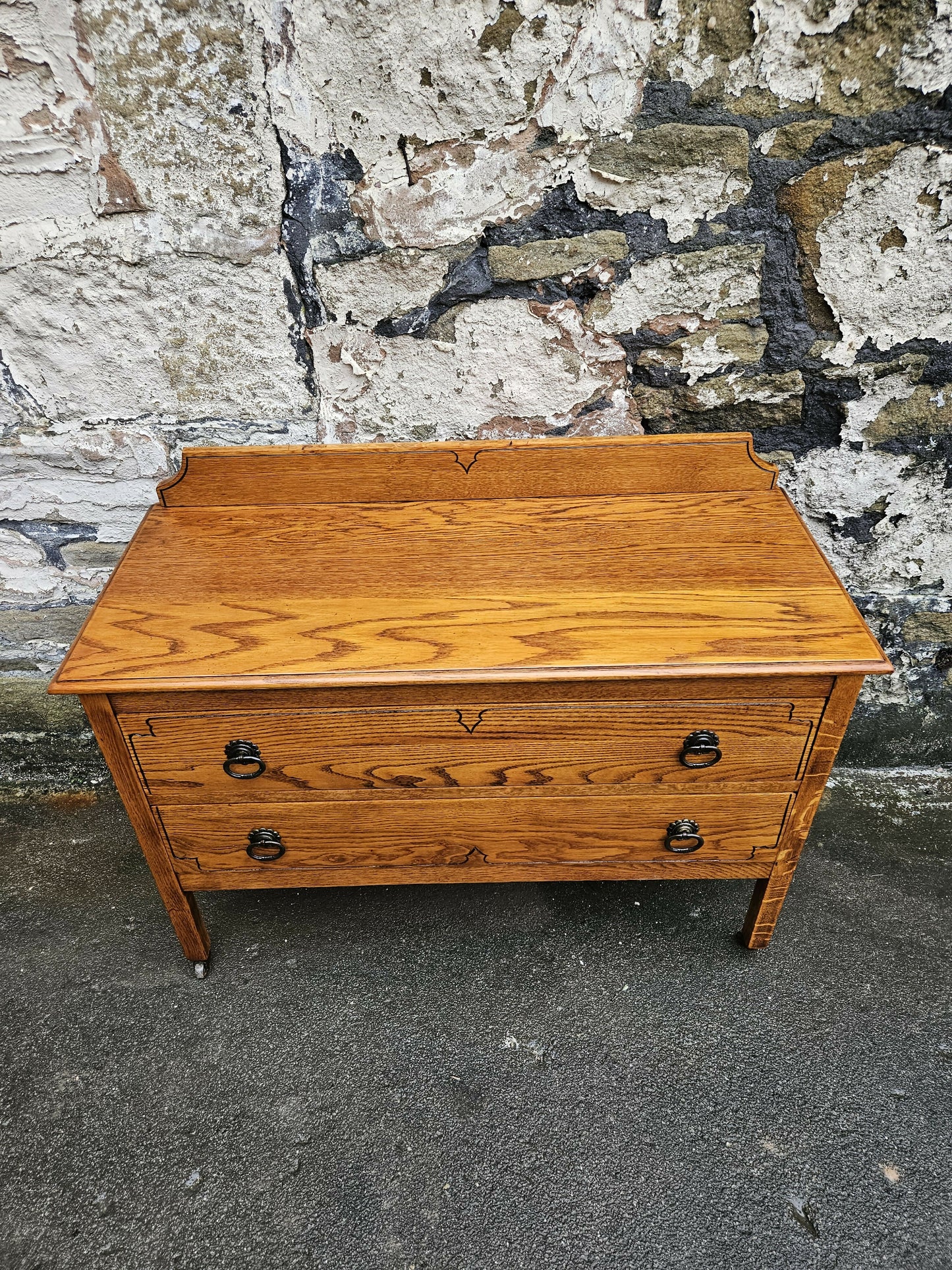 Vintage Oak Chest Of Drawers: Tallboy Cabinet Two Drawer