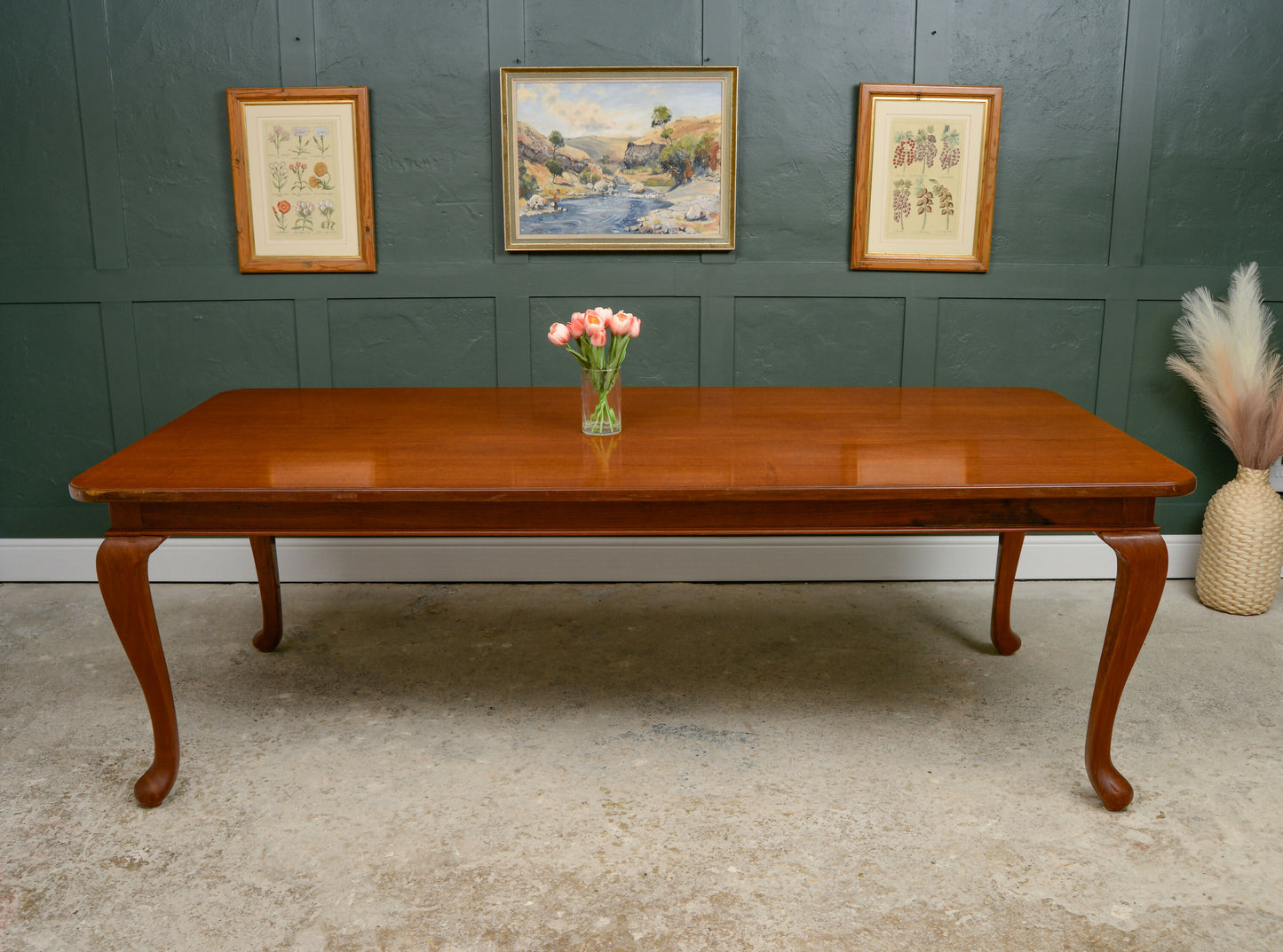 7.5 ft Solid Mahogany Dining Table - 8 Seater - Rectangular - Queen Anne Style