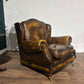 Brown Leather Wing Back Arm Chair6