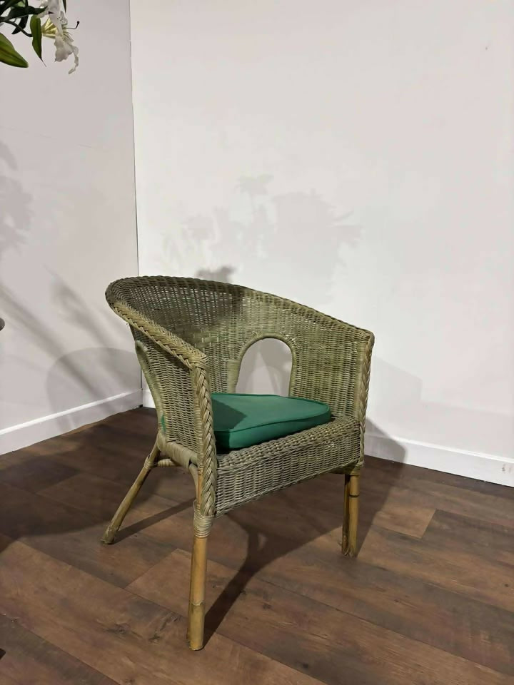 Vintage Green Wicker Chair