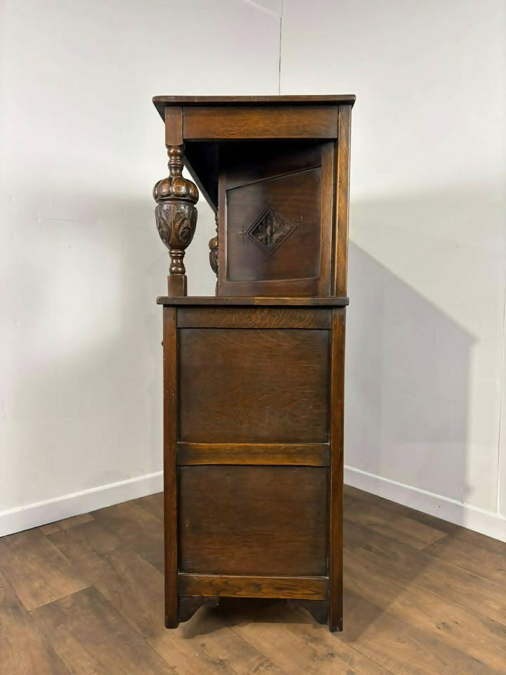 Vintage Old Charm Style Oak Court Cupboard