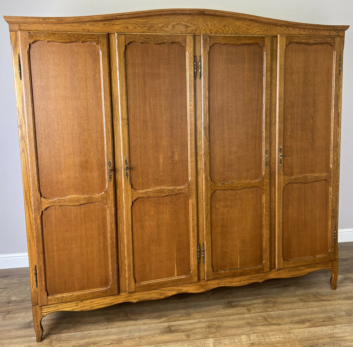 Wardrobe Vintage French Louis XVI Style Oak Four Door Carved Armoire LOT 6532