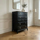 Stag minstrel black chest of drawers vintage tallboy with exposed wood top