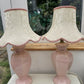 Vintage St Michael hexagonal ceramic ginger jar table lamps in pastel pink