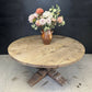 Large Round Bleached Oak Farmhouse Dining Table