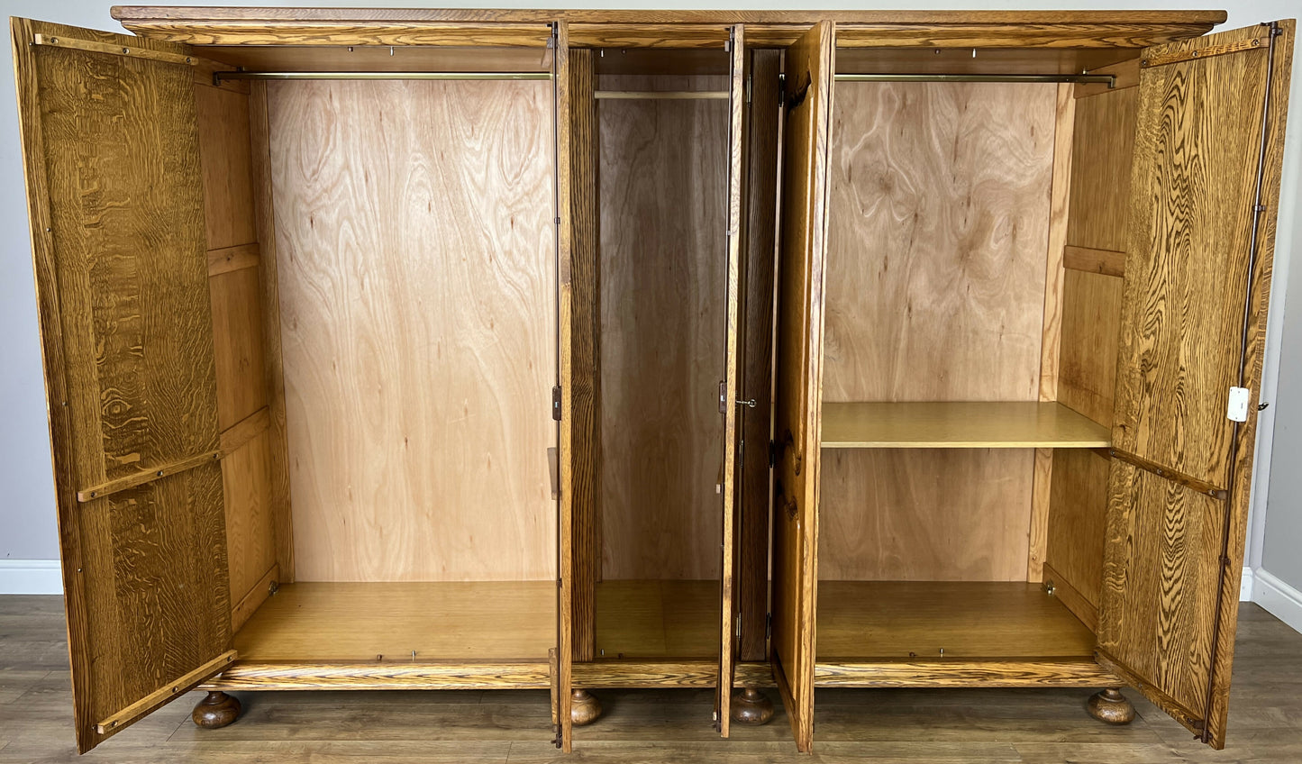 Wardrobe Vintage French Style Oak Five Door Carved Armoire Cabinet LOT 6111