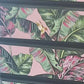 Chest of Drawers. Dark Green and Pink Leaf Print. Upcycled Painted Bedroom Furniture