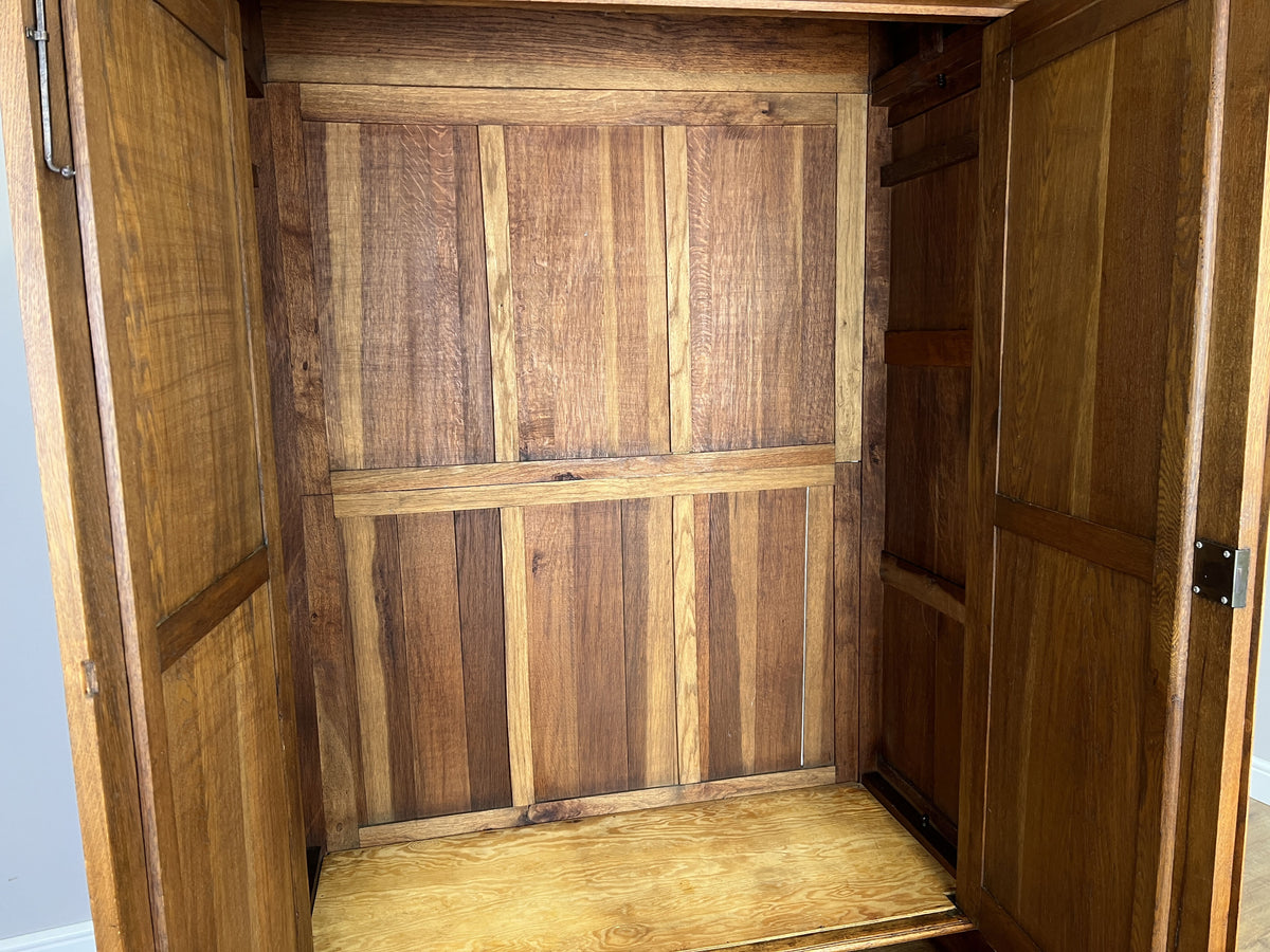 Wardrobe Antique French Style Oak Mirrored Two Door Carved Armoire LOT 6544