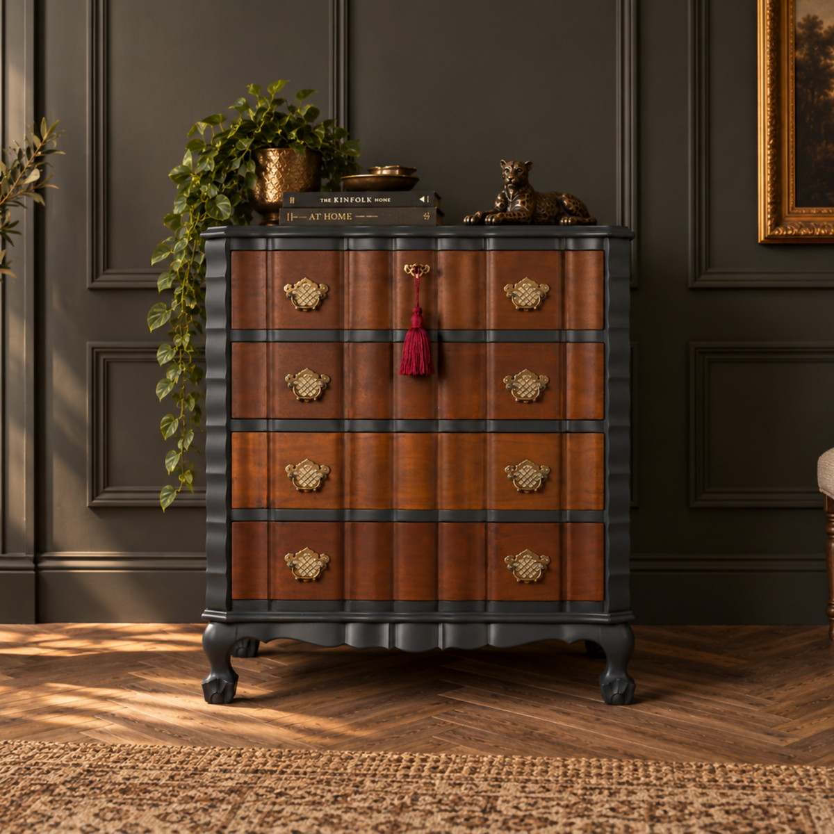 Upcycled Vintage Chest of Drawers | Black & Walnut | South African Furniture