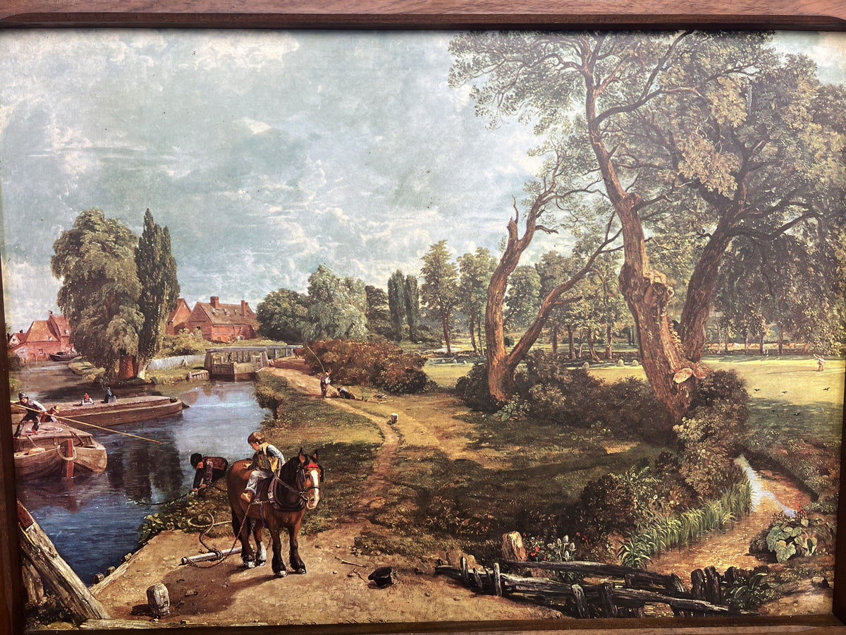 Painting Vintage French Style Landscape Print Oak Framed Wall Art LOT 6547