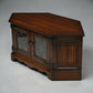 Old Charm TV Stand Linenfold Leaded Glass Doors Tudor Brown FREE UK Delivery
