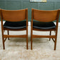 4 x Danish Teak Mid Century Dining Chairs with Black Seats -Glostrup Mobelfabrik