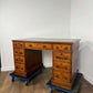 Victorian Oak Twin Pedestal Desk with Black Leather Writing Surface