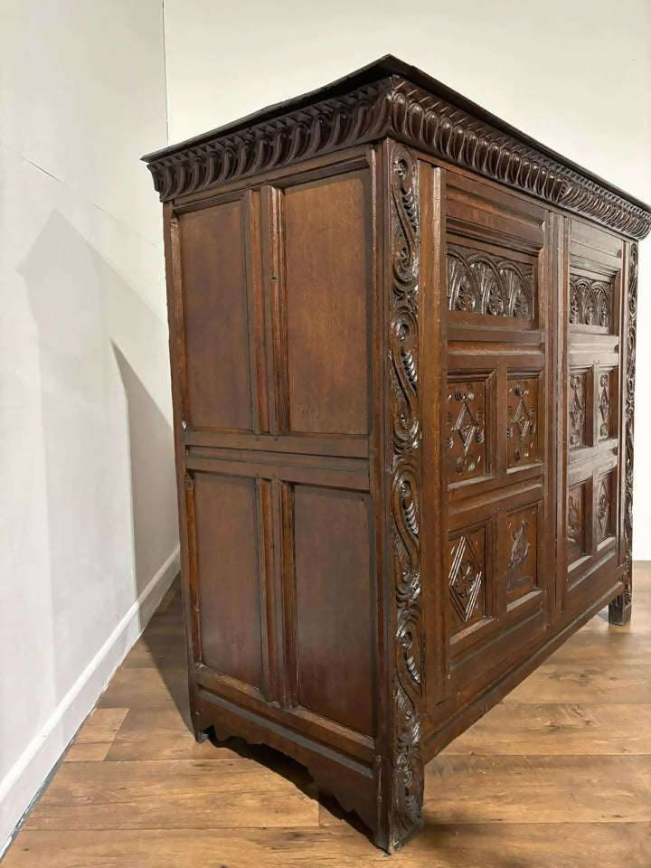 17th Century & Later Carved Oak Livery or Hall Cupboard