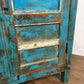 Vintage Indian Reclaimed Wooden Blue Rustic Cupboard