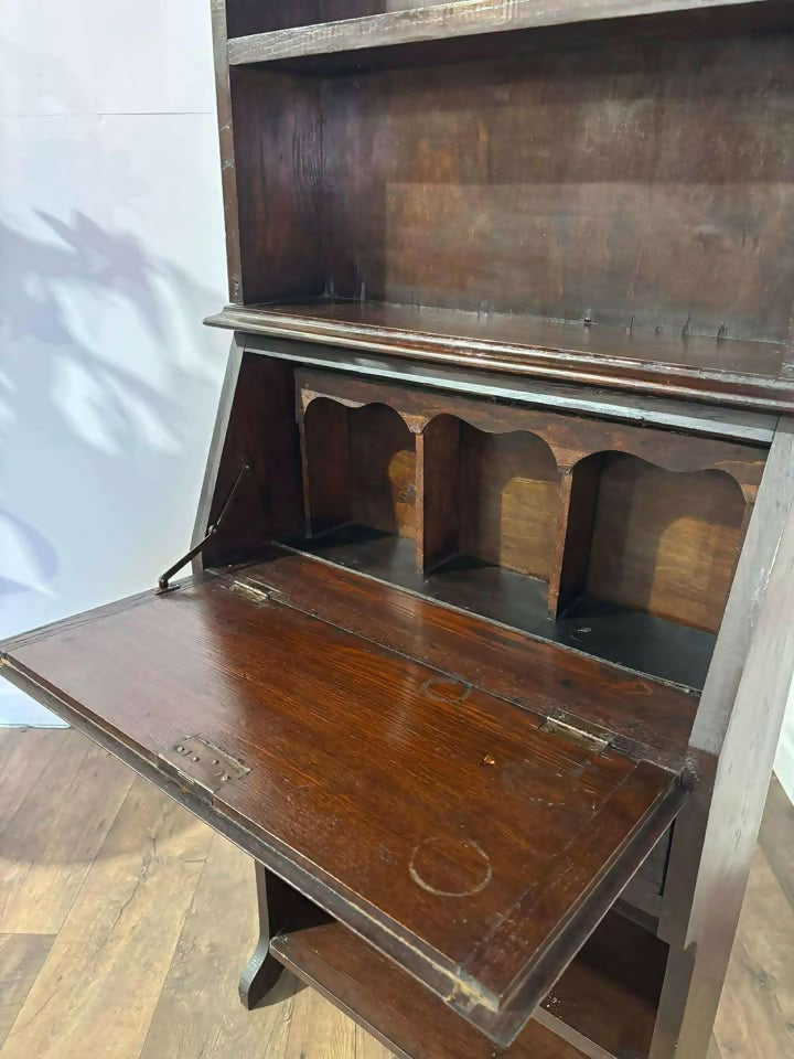 Vintage Oak Student Bureau Bookcase