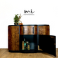 Refinished Art Deco Burl Walnut and Black Sideboard, drinks cabinet, 1930s, buffet