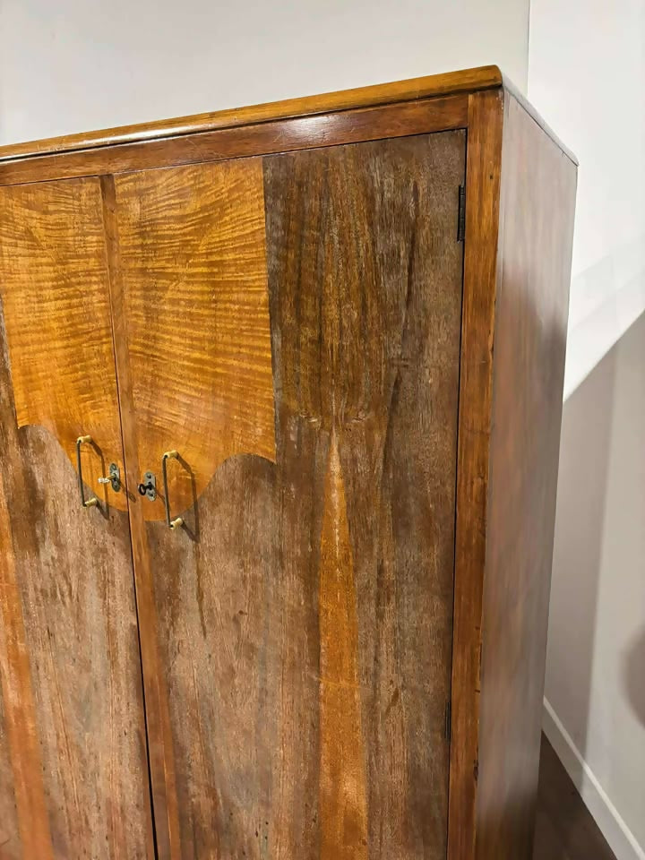 Vintage 1950's Walnut Two Door Wardrobe