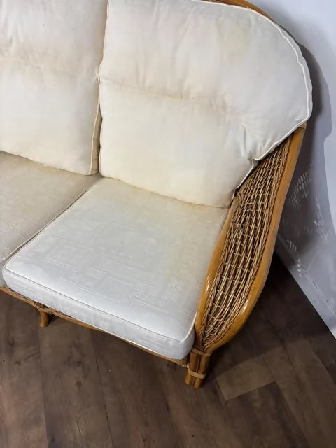 Vintage Three Piece Cane Conservatory Suite – Two Seater Settee & Armchairs