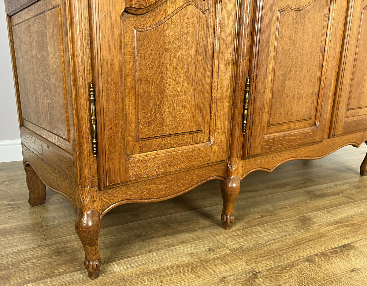 Wardrobe Vintage French Louis XVI Style Oak Four Door Carved Armoire LOT 6503