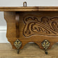 Coat Rack Vintage French Oak Wall Mounted 5 Hooks Carved Rack Hanger LOT 6204